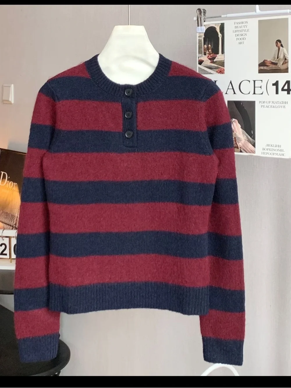Stripe sweater with scarf
